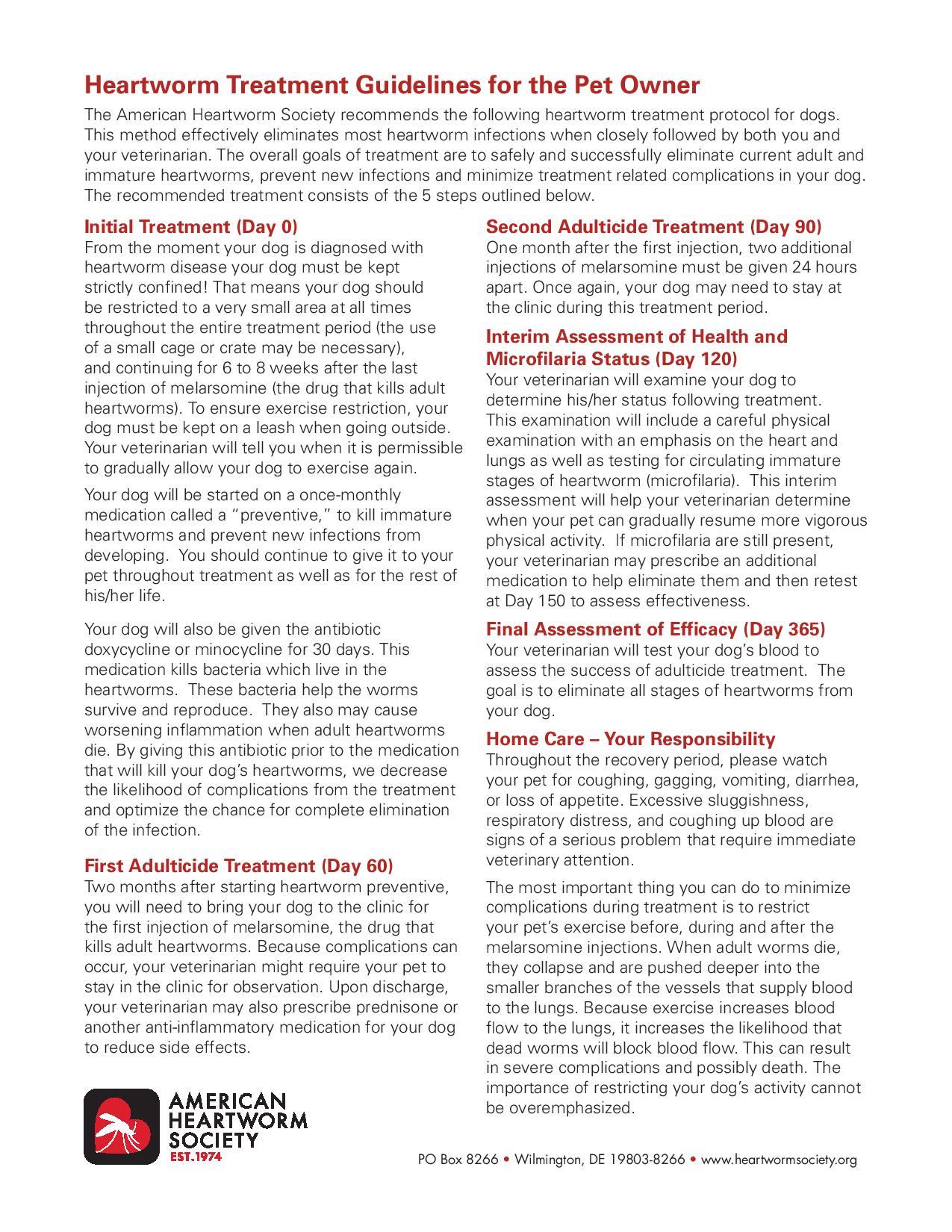 Heartworm Treatment Guidelines